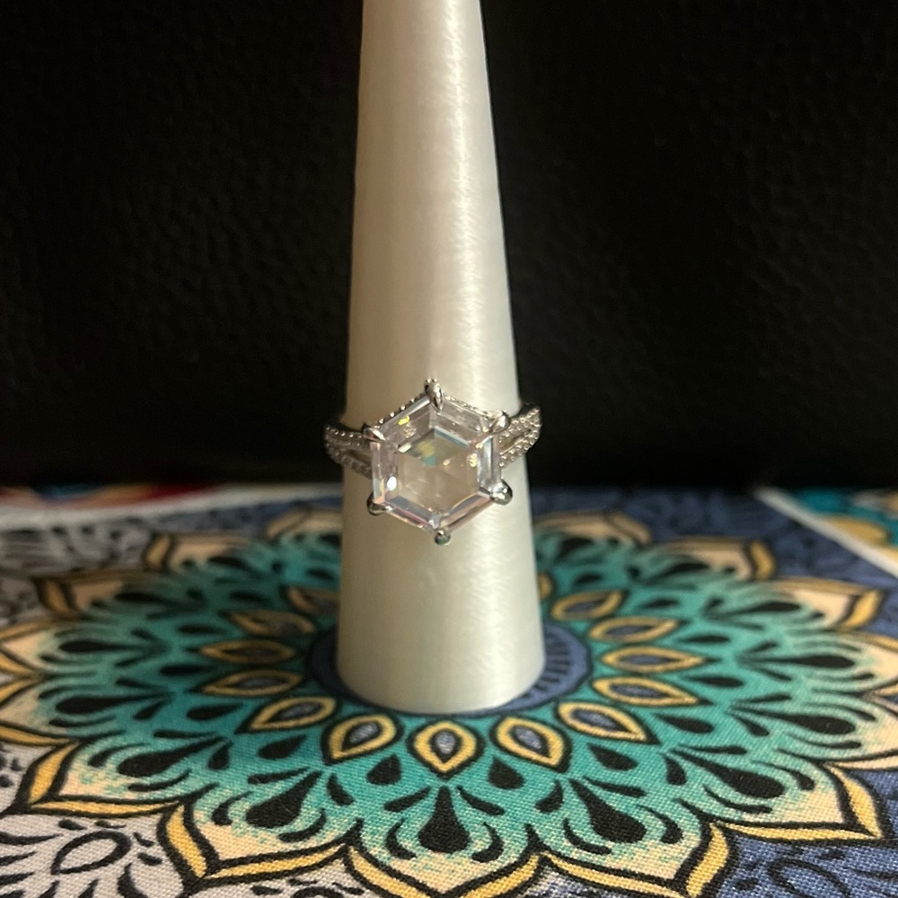 Bomb Party Ring RG90126 Whispers Of The Heart Diamond CZ on Rhodium Size 9